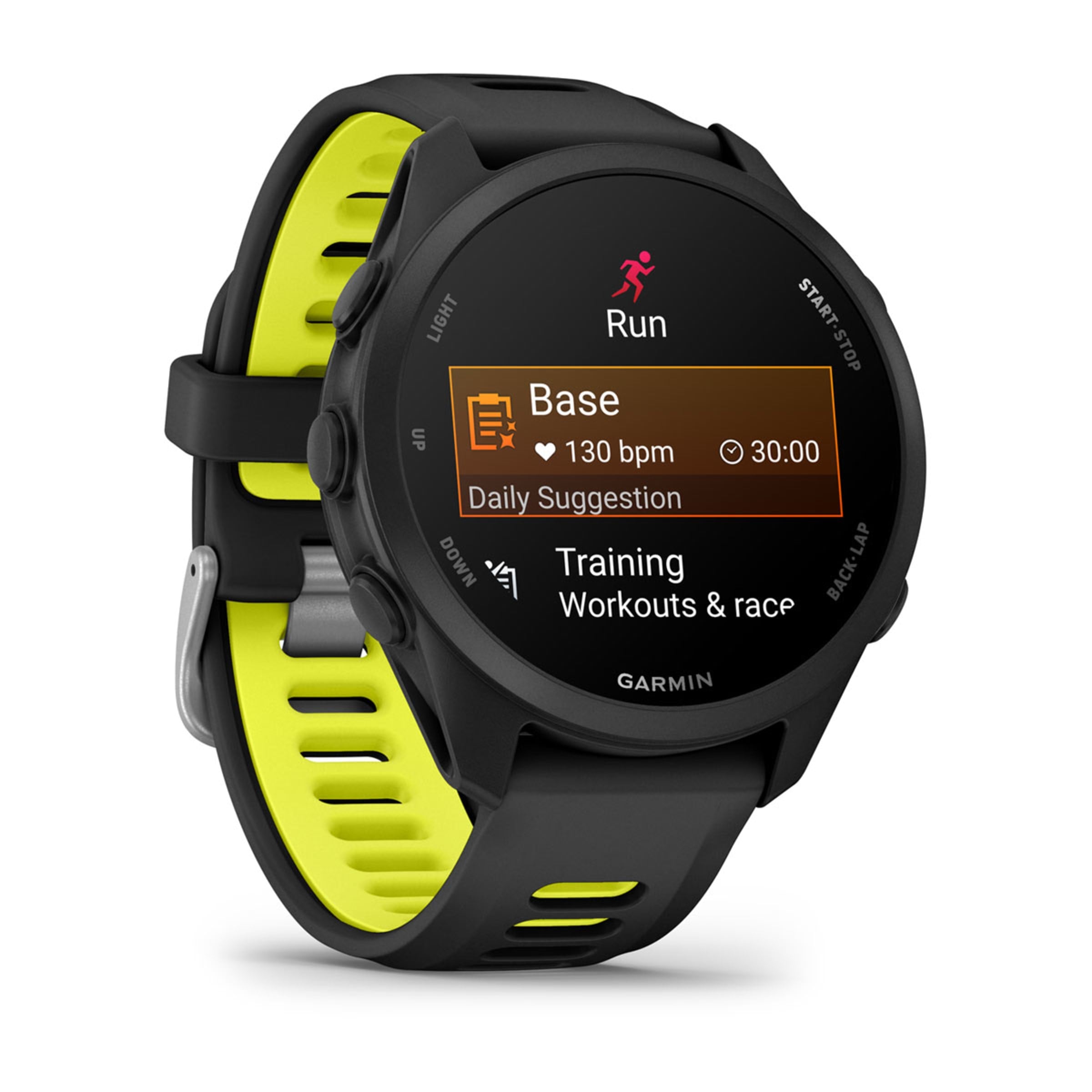 Forerunner 170 Negro/Amarillo vista lateral izquierda