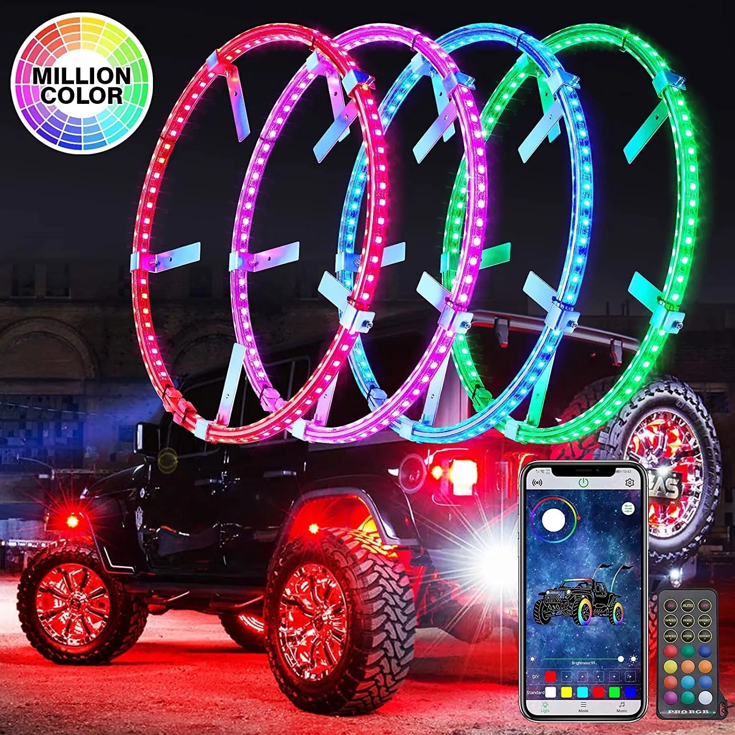 Aros LED RGB en llanta