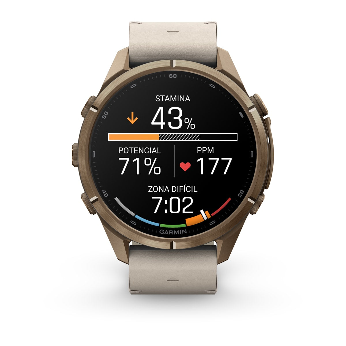 fenix 9 Pro AMOLED 43 mm oro otoñal detalle